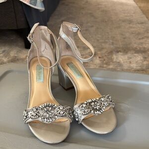 Elegant Silver Ankle Strap Heels